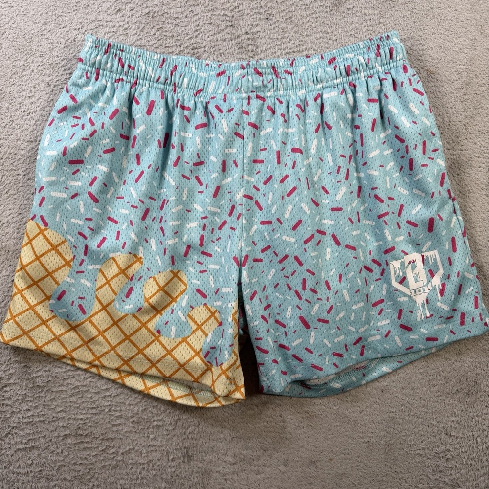 B101 Baseball Lifestyle 101 Shorts Men Small Blue Ice Cream Sprinkles Drawstring